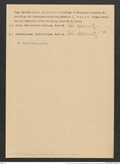 Seite 1, Notiz, Beilage 4 zum Verzeichnis "Grabungs Aufzeichnungen von Direktor Dr. Josef Bayer (Blaue Bücheln)" (NHMW-PRAE-BBB-Verzeichnis-Beilage-04)